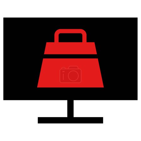 Photo for Vector illustration of shopping bag on pc screen, online shopping - Royalty Free Image