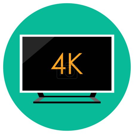 Téléchargez les illustrations : 4k tv vecteur plat icône couleur - en licence libre de droit