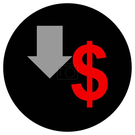 Téléchargez les illustrations : Dollar faible valeur icône vectorielle plate - en licence libre de droit