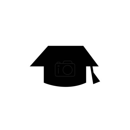 Ilustración de Icono de la gorra de graduación en estilo plano de moda aislado sobre fondo blanco. - Imagen libre de derechos