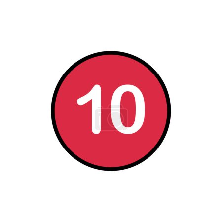 Téléchargez les illustrations : Number 10 icon. flat vector illustration - en licence libre de droit