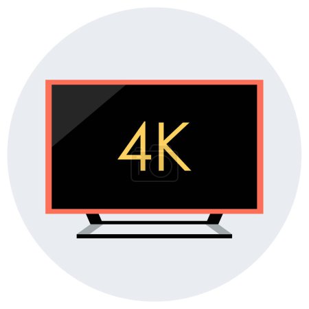 Téléchargez les illustrations : Icône de télévision 4k, design plat - en licence libre de droit