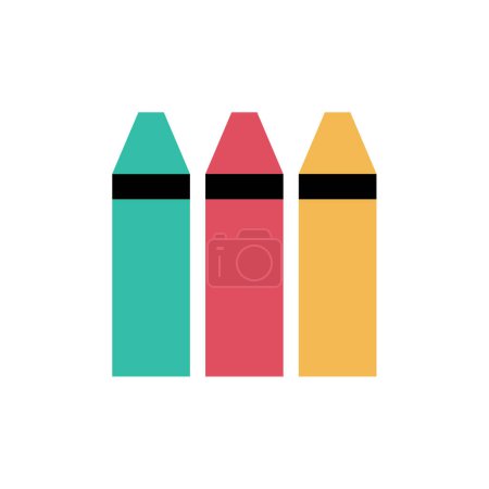 Téléchargez les illustrations : Crayons, crayons, fournitures scolaires icône isolée - en licence libre de droit