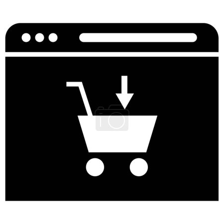 Illustration for Browser window icon with shopping cart. flat design. vector illustration. - Royalty Free Image