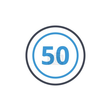 Illustration for Fifty coin line icon. - Royalty Free Image
