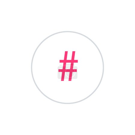 Ilustración de Icono de signo de hashtag. símbolo de medios. estilo de diseño plano. - Imagen libre de derechos