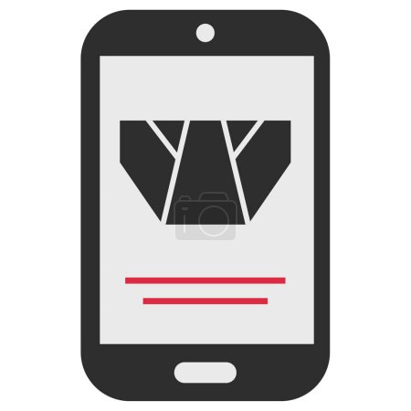 Téléchargez les illustrations : Icône de shopping mobile. style vectoriel est un symbole emblématique plat avec des angles arrondis, couleur grise, fond blanc - en licence libre de droit