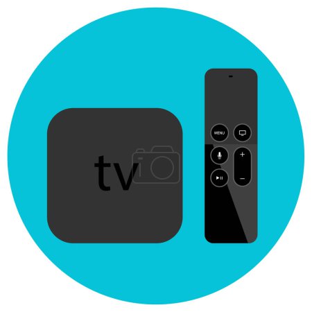 Illustration for Tv icon isolated on blue background. vector. - Royalty Free Image