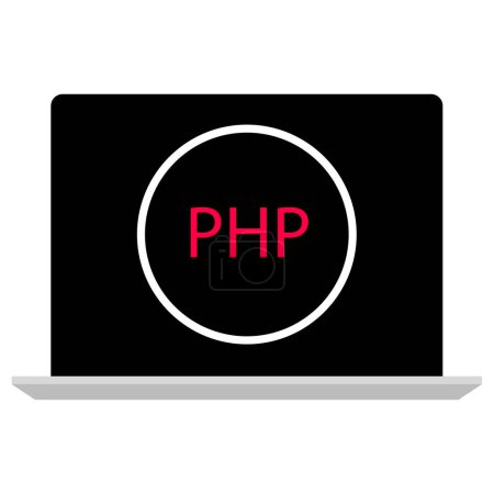 Illustration for Laptop with php on screen  icon - Royalty Free Image