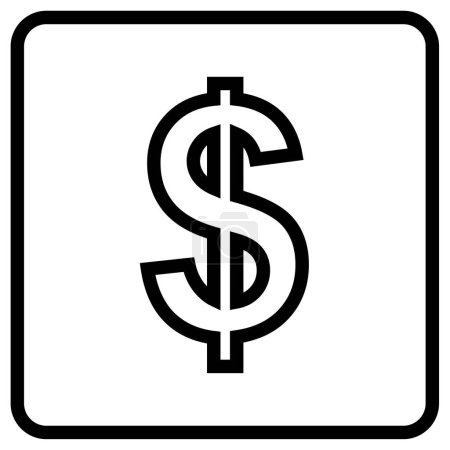 graphic dollar icon, simple illustration of usa money sign 