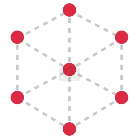 Ilustración de Icono de vector de diagrama de red. estilo es bicolor símbolo plano, colores rosa y blanco, ángulos redondeados, azul - Imagen libre de derechos