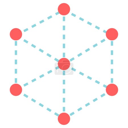 Ilustración de Icono de vector de molécula. estilo es bicolor símbolo plano, colores azul y blanco, ángulos redondeados, fondo gris - Imagen libre de derechos