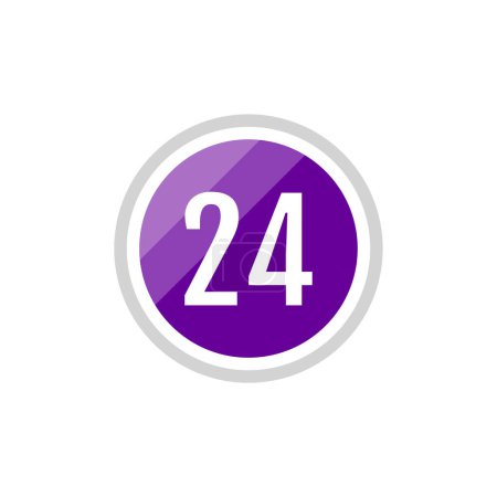 Ilustración de Número 24 en el icono redondo. ilustración web simple del botón 24 - Imagen libre de derechos