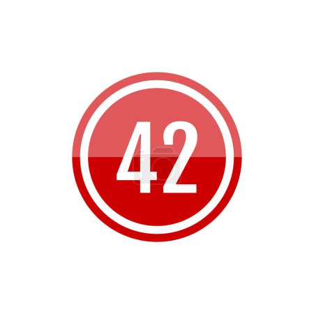 Illustration for Round glass red vector illustration sign icon of number 42 - Royalty Free Image