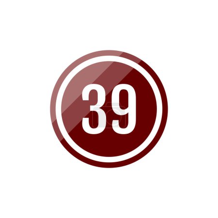 Illustration for Number 39 in round icon. simple web button - Royalty Free Image