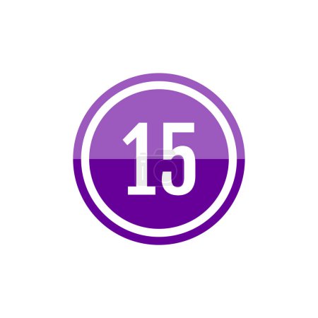 Illustration for Round glass purple vector illustration sign icon of number 15 - Royalty Free Image