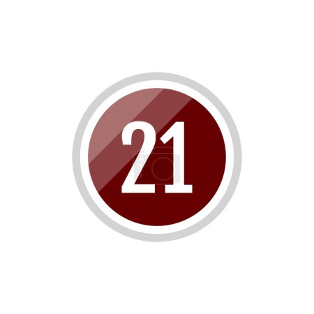 Ilustración de Vidrio redondo vector rojo icono de signo de ilustración del número 21 - Imagen libre de derechos