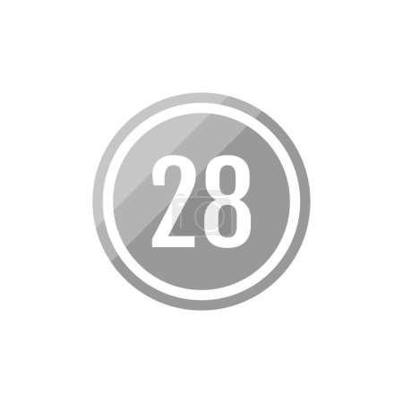 Illustration for Number 28 in round icon. simple web illustration of button 28 - Royalty Free Image