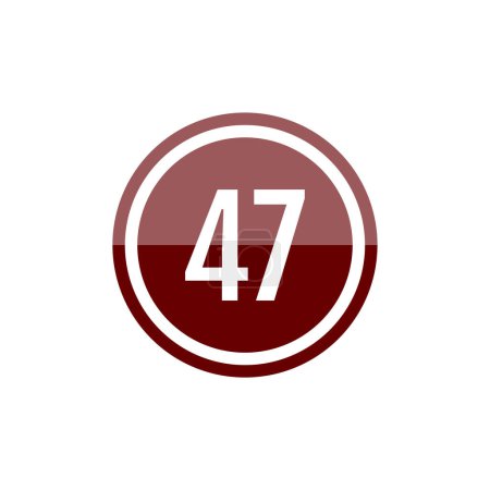 Ilustración de Vidrio redondo vector rojo icono de signo de ilustración del número 47 - Imagen libre de derechos