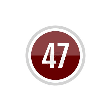 Téléchargez les illustrations : Rond verre rouge vecteur illustration signe icône du numéro 47 - en licence libre de droit
