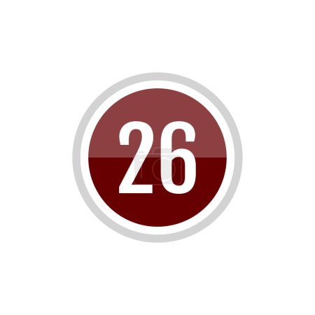 Illustration for Round glass red vector illustration sign icon of number 26 - Royalty Free Image