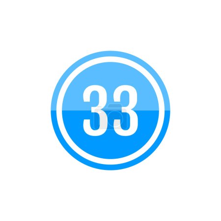 Illustration for Number 33 in round icon. simple web button - Royalty Free Image