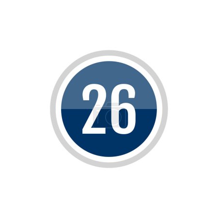 Ilustración de Vidrio redondo azul marino vector ilustración signo icono del número 26 - Imagen libre de derechos