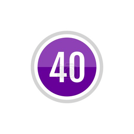 Ilustración de Vidrio redondo vector púrpura icono de signo de ilustración del número 40 - Imagen libre de derechos