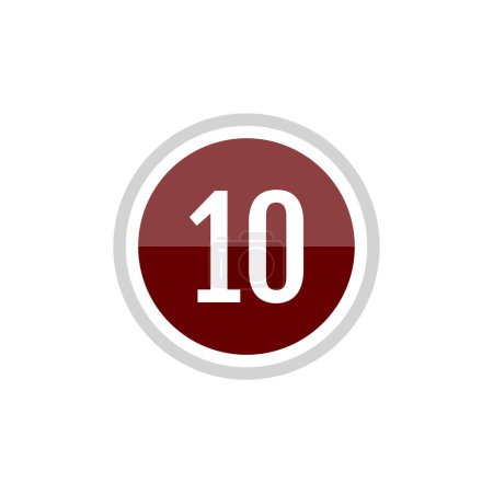 Téléchargez les illustrations : Rond verre rouge vecteur illustration signe icône du numéro 10 - en licence libre de droit