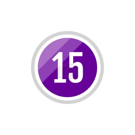 Illustration for Round glass purple vector illustration sign icon of number 15 - Royalty Free Image