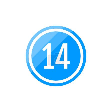Téléchargez les illustrations : Illustration vectorielle ronde icône de signe du numéro 14 - en licence libre de droit