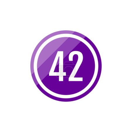 Téléchargez les illustrations : Rond verre violet vecteur illustration signe icône du numéro 42 - en licence libre de droit