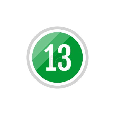 Illustration for Round  vector illustration sign icon of number 13 - Royalty Free Image