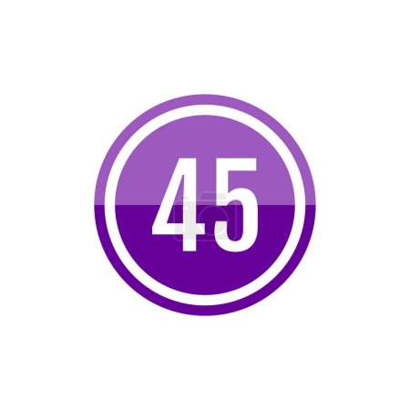 Téléchargez les illustrations : Rond verre violet vecteur illustration signe icône du numéro 45 - en licence libre de droit