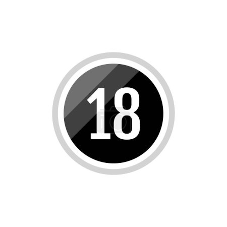 Téléchargez les illustrations : Illustration vectorielle ronde icône de signe du numéro 18 - en licence libre de droit