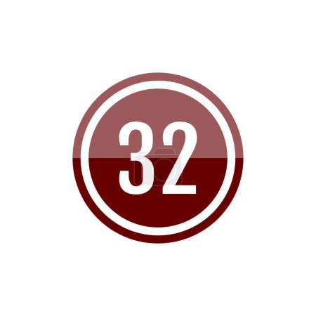 Téléchargez les illustrations : Numéro 32 dans l'icône ronde. bouton web simple - en licence libre de droit