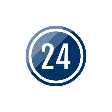 Illustration for Number 24 in round icon. simple web illustration of button 24 - Royalty Free Image