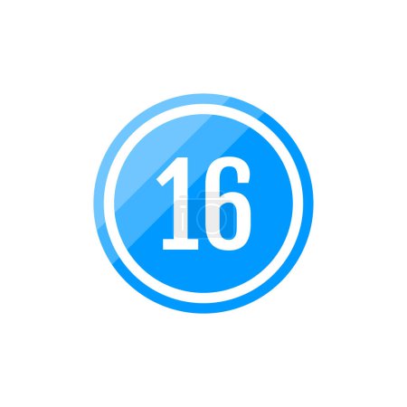 Téléchargez les illustrations : Icône ronde de signe vectoriel d'illustration du numéro 16 - en licence libre de droit