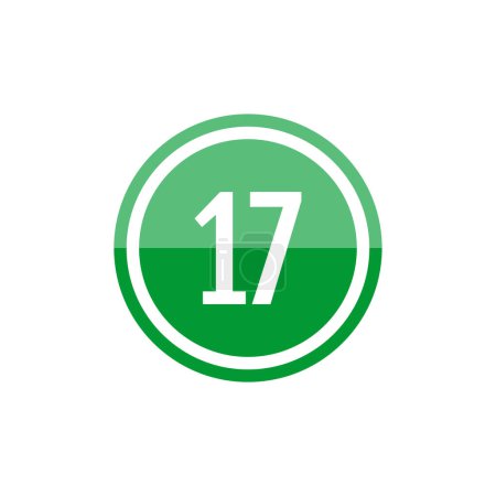 Téléchargez les illustrations : Illustration vectorielle ronde icône de signe du numéro 17 - en licence libre de droit