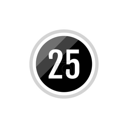 Téléchargez les illustrations : Illustration vectorielle ronde noire icône du numéro 25 - en licence libre de droit