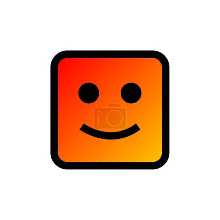 Illustration for Orange square smile icon isolated on white background. happy smile symbol. happy face symbol. happy smile. black button. vector - Royalty Free Image