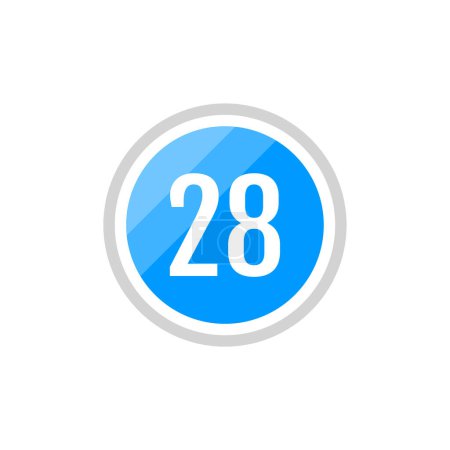 Téléchargez les illustrations : Numéro 28 dans l'icône ronde. illustration web simple du bouton 28 - en licence libre de droit
