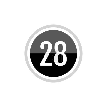 Ilustración de Número 28 en el icono redondo. ilustración web simple del botón 28 - Imagen libre de derechos