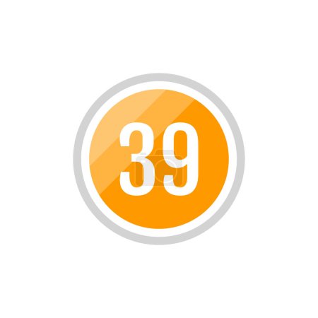 Illustration for Number 39 in round icon. simple web button - Royalty Free Image
