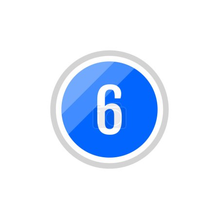 Illustration for Blue round vector illustration sign icon of number 6 - Royalty Free Image