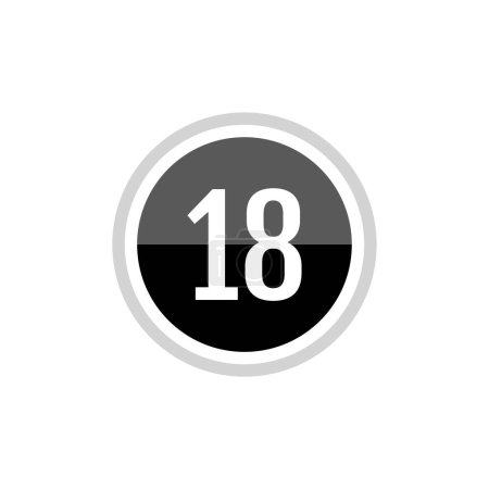 Illustration for Black round vector illustration sign icon of number 18 - Royalty Free Image