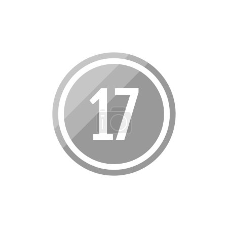 Ilustración de Icono de signo de ilustración de vector redondo del número 17 - Imagen libre de derechos