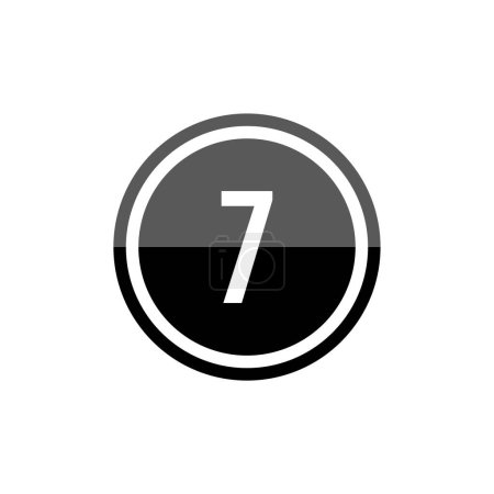 Téléchargez les photos : Illustration vectorielle ronde noire icône du numéro 7 - en image libre de droit