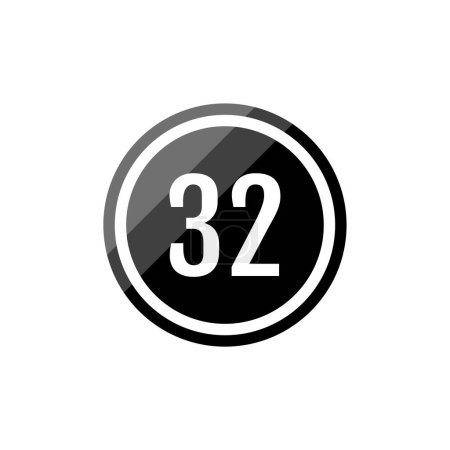 Illustration for Black round vector illustration sign icon of number 32 - Royalty Free Image