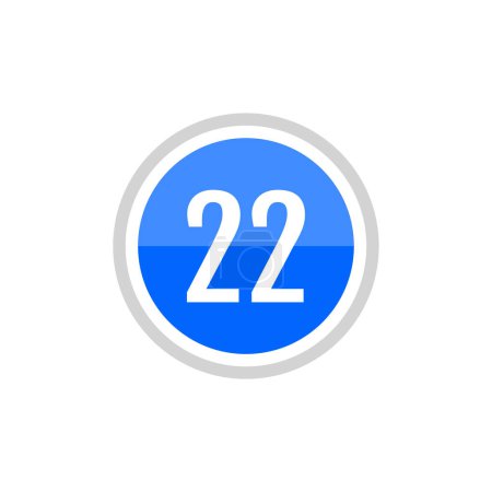 Illustration for Blue round vector illustration sign icon of number 22 - Royalty Free Image